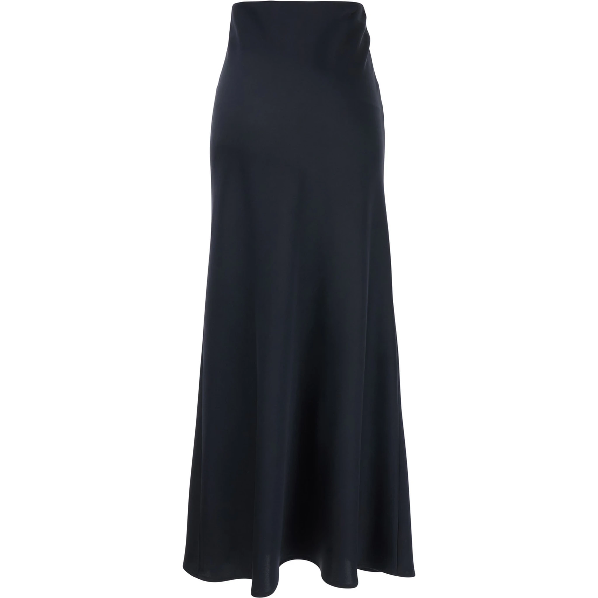 Blue Long Skirt  with Volant Detail at the End in Satin Woman