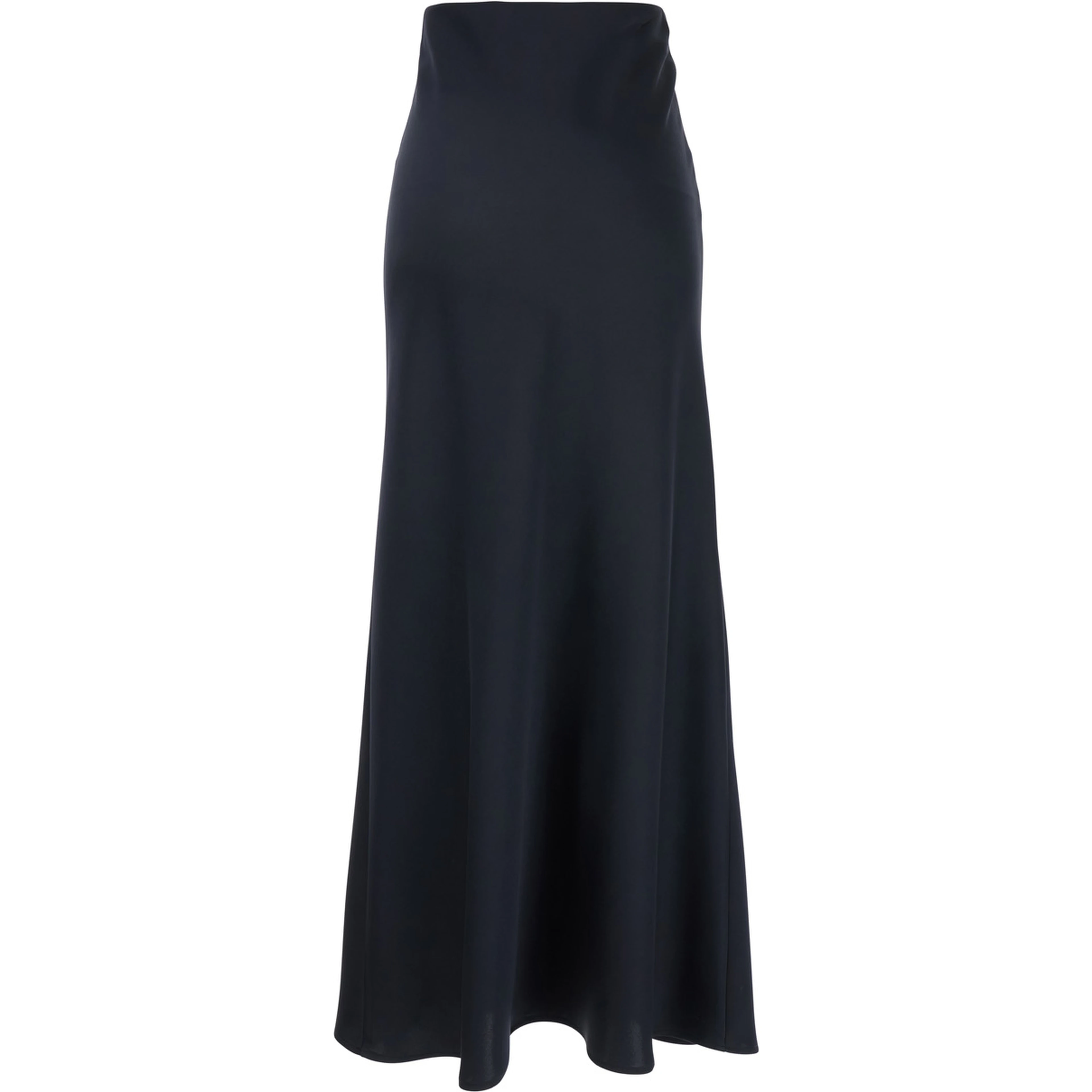 Blue Long Skirt with Volant Detail at the End in Satin Woman