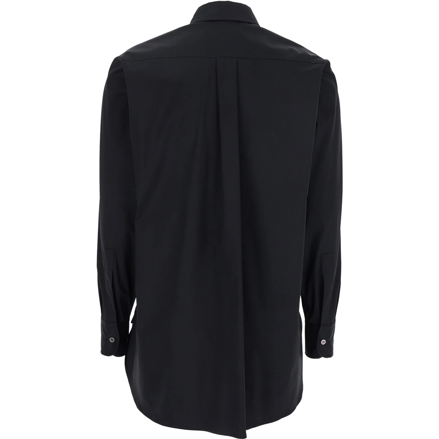 Black Shirt with Classic Collar in Cotton Blend Stretch Woman