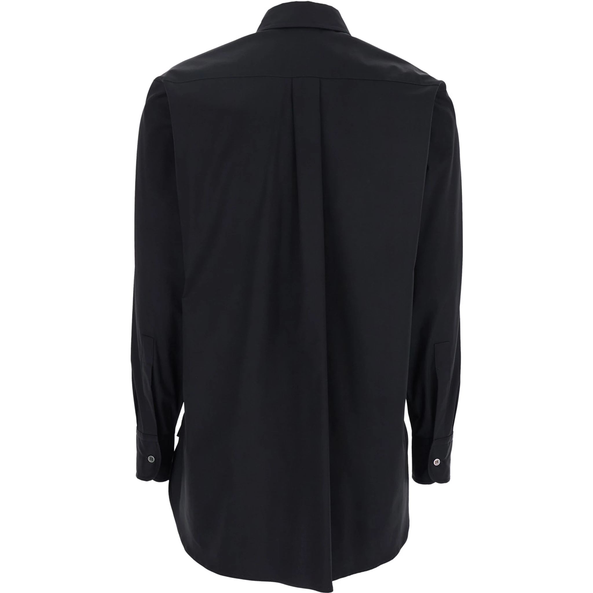 Black Shirt with Classic Collar in Cotton Blend Stretch Woman