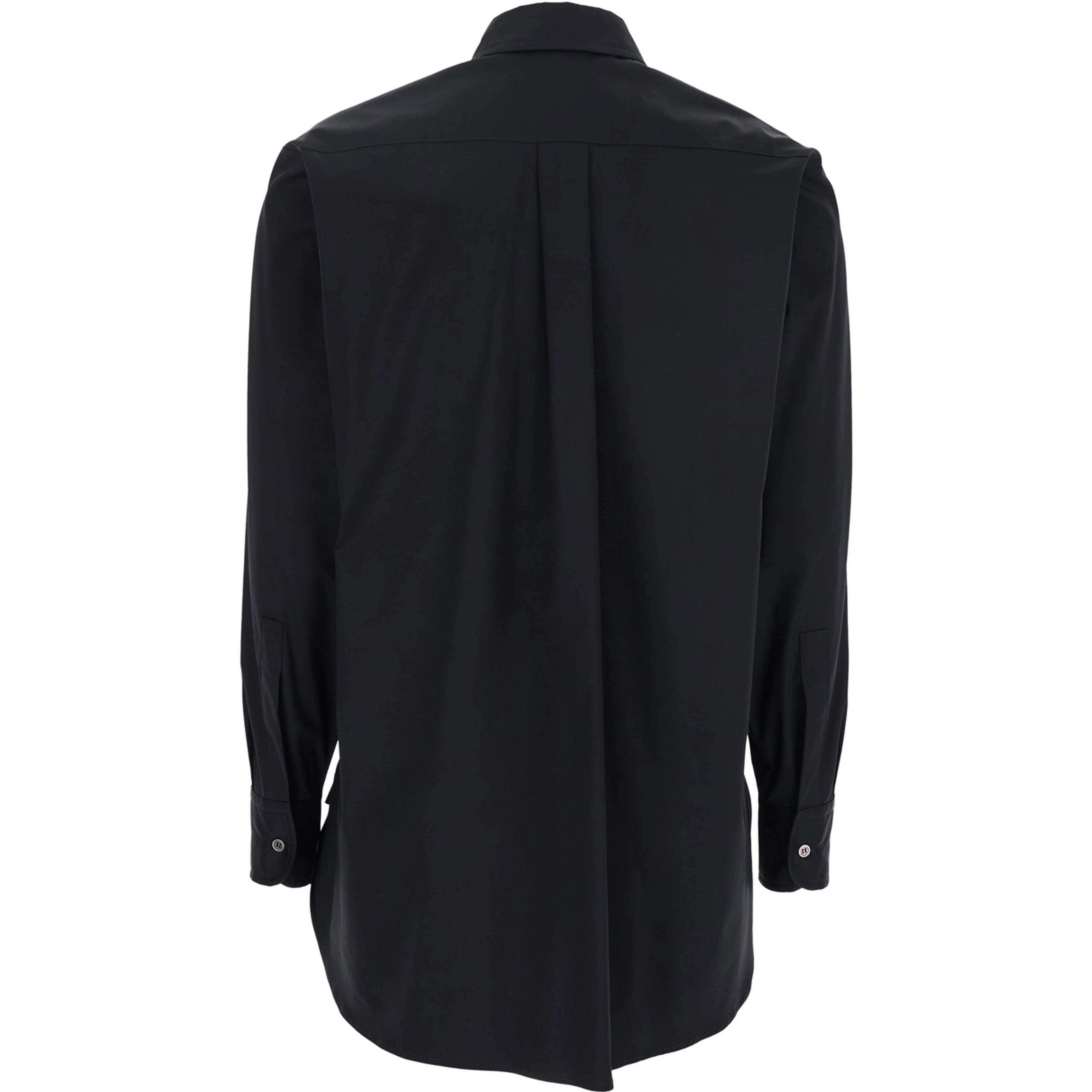 Black Shirt with Classic Collar in Cotton Blend Stretch Woman