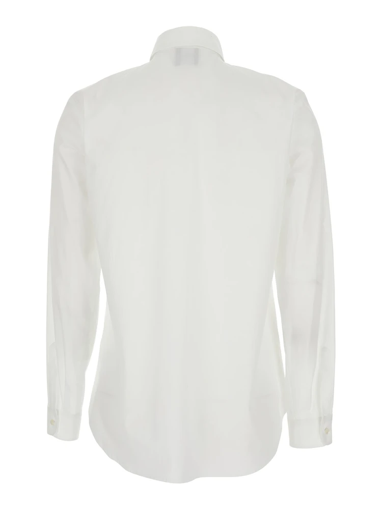 White Shirt with Classic Collar and Curved Hem in Cotton Woman alternative