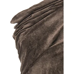 فستان أثينا أروهيد البني الطويل غير المتماثل ذو الياقة المكشكشة والفتحة الجانبية الواحدة من مزيج الفسكوز للنساء