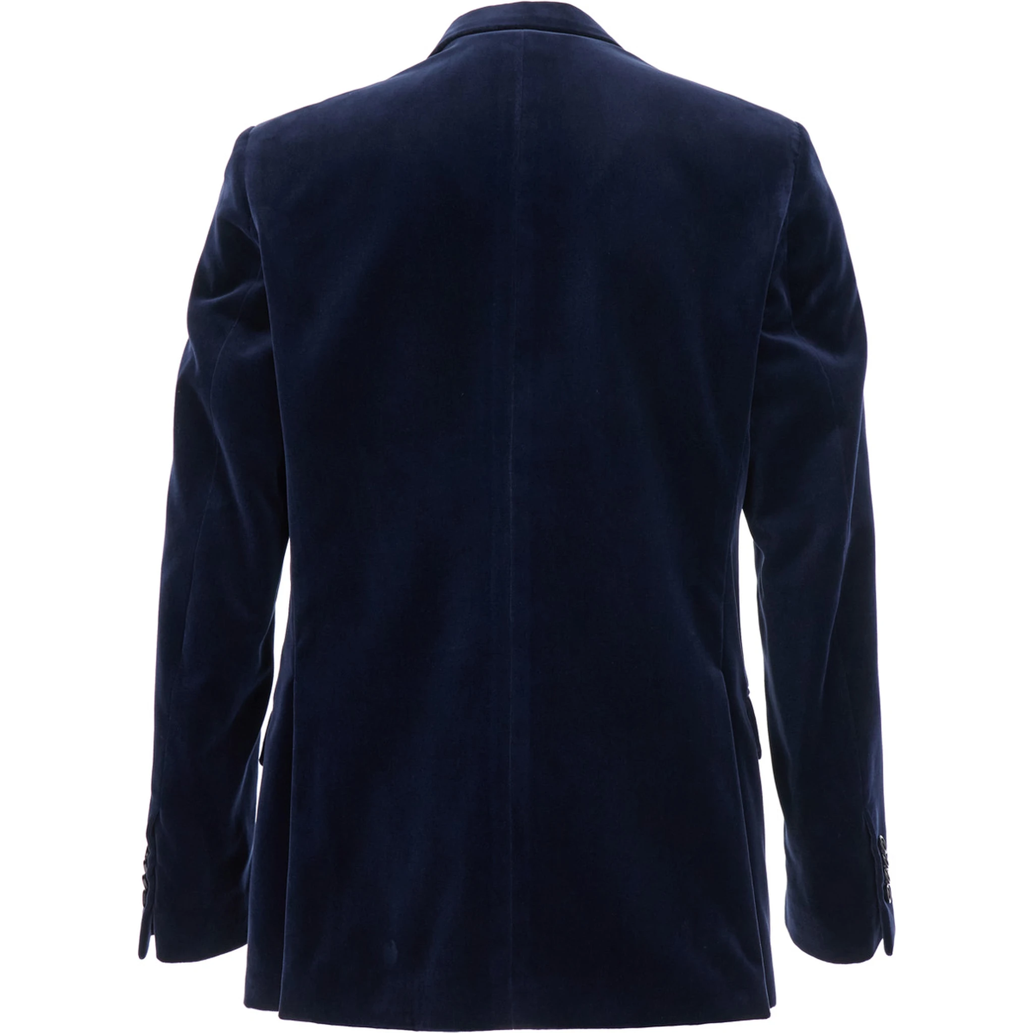 Blue Single-Breasted Jacket with Pointed Lapels in Velvet Man