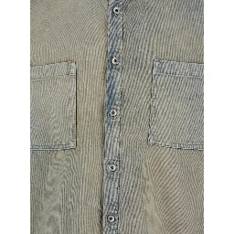 Light Blue Jacket with Classic Collar and Drawstring Detail on the Waist in Denim Man