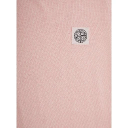 Pink T-Shirt with Round Neck and Logo Patch on the Front in Cotton Boy