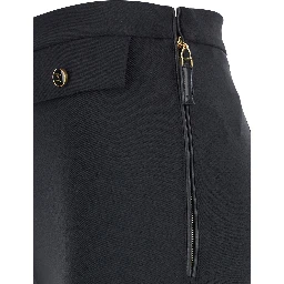 Black Trousers with Flap Pockets in Fabric Woman