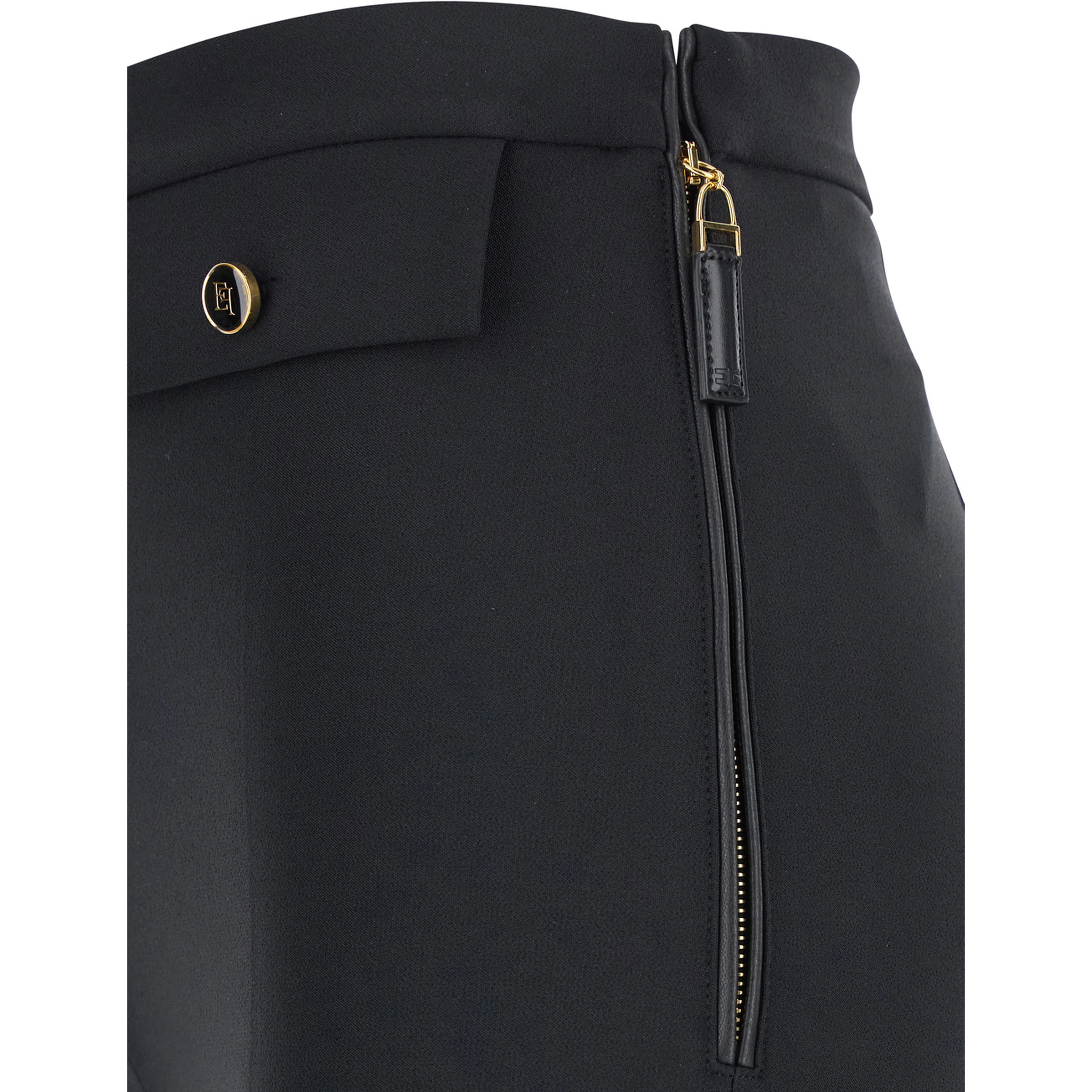 Black Trousers with Flap Pockets in Fabric Woman