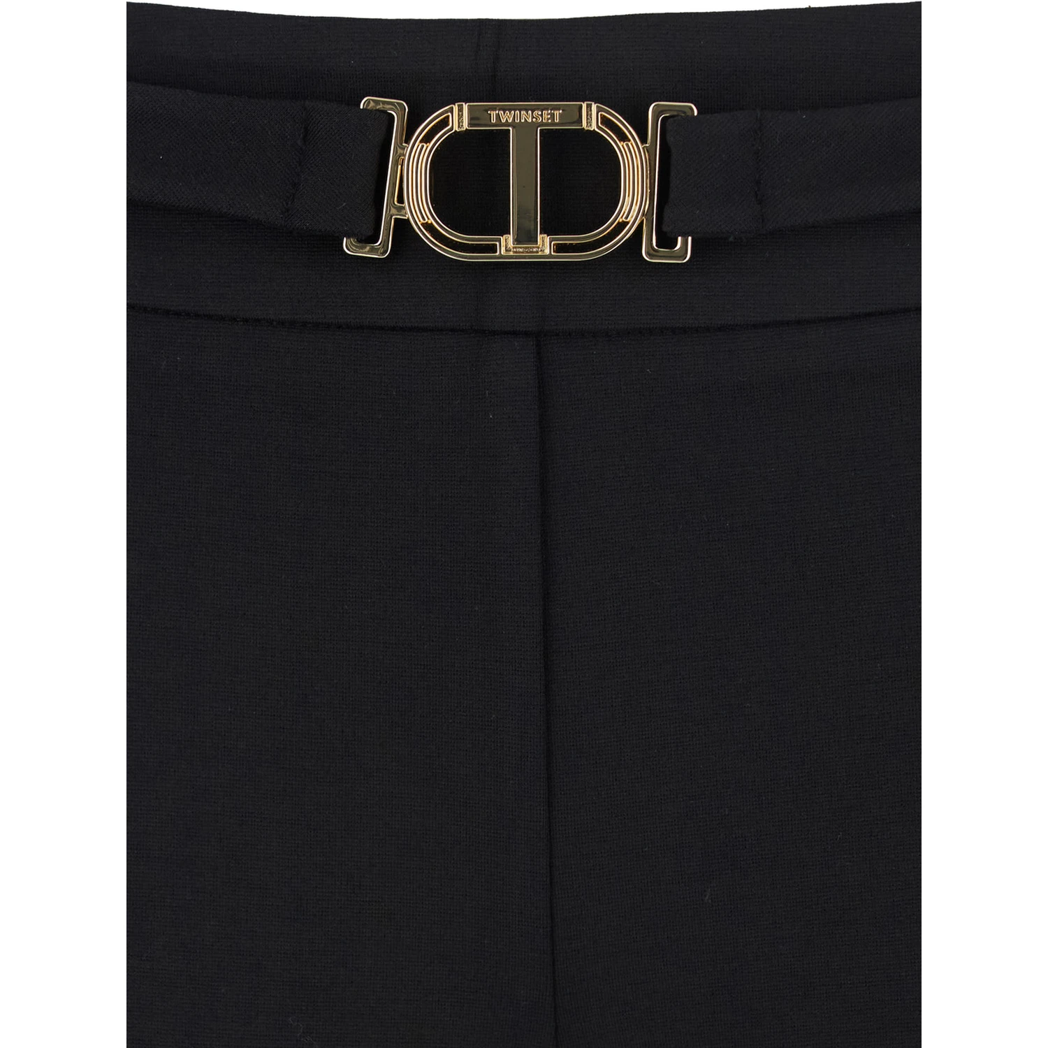 Black Pants with Belt with Buckle and Belt Loops in Viscose Blend Stretch Woman