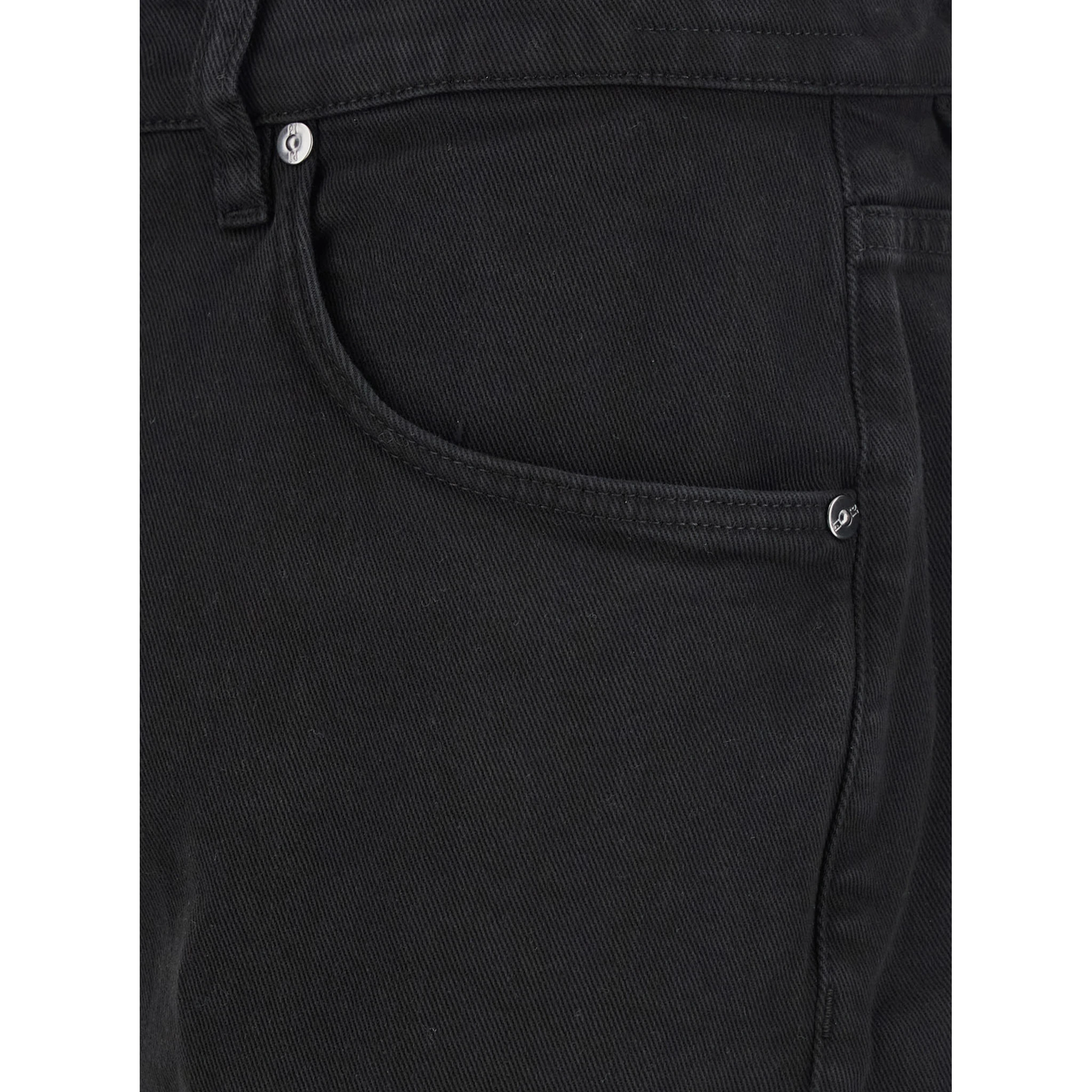 Black Jeans with Logo Patch on the Rear and Belt Loops in Denim Man