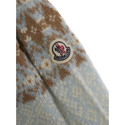 Multicolor Crewneck Sweater with Fair Isle Motif and Logo Patch on the Sleeve in Wool Girl