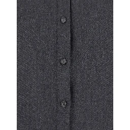 Grey Shirt with Classic Collar and Logo Plaque on the Rear in Viscose Blend Stretch Woman