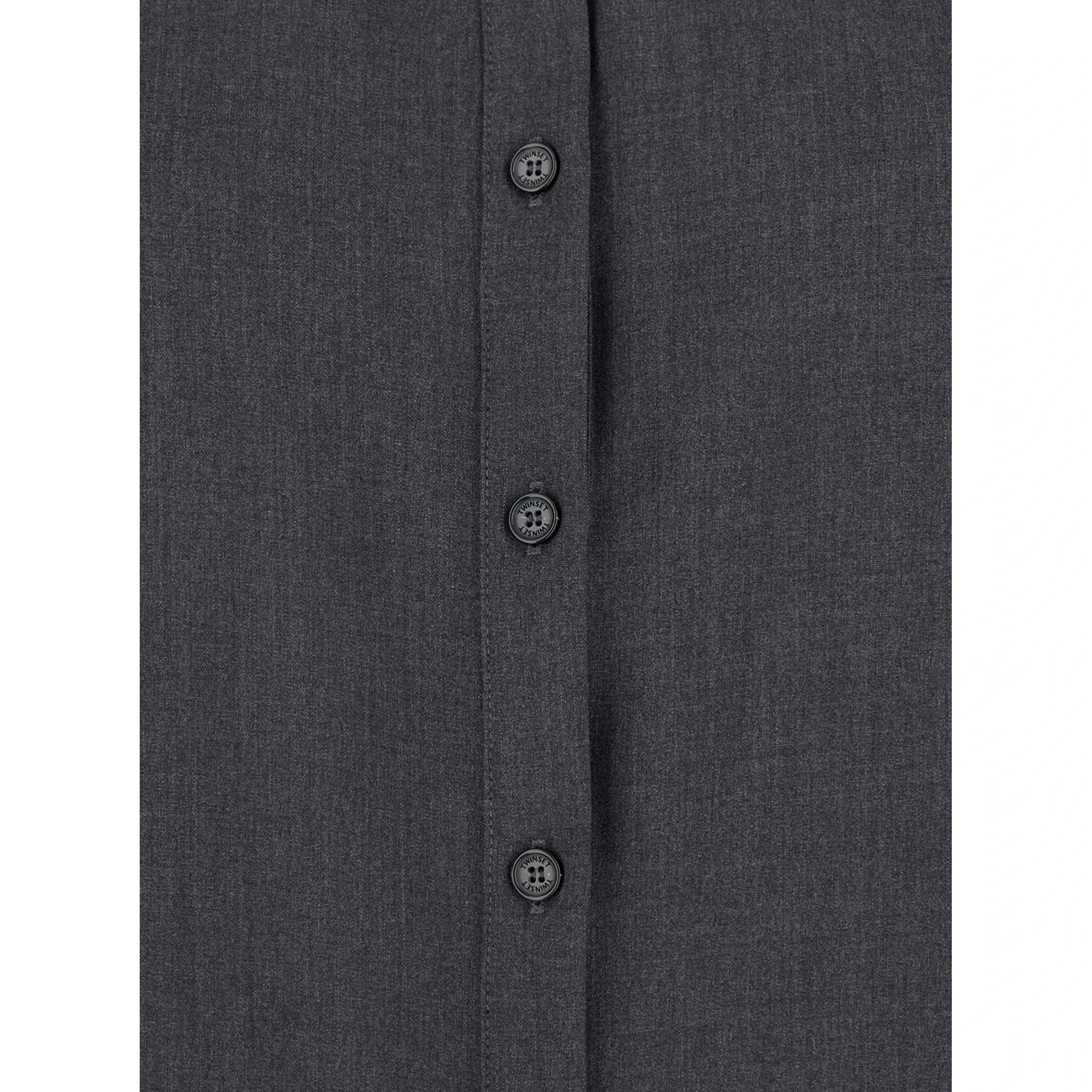 Grey Shirt with Classic Collar and Logo Plaque on the Rear in Viscose Blend Stretch Woman