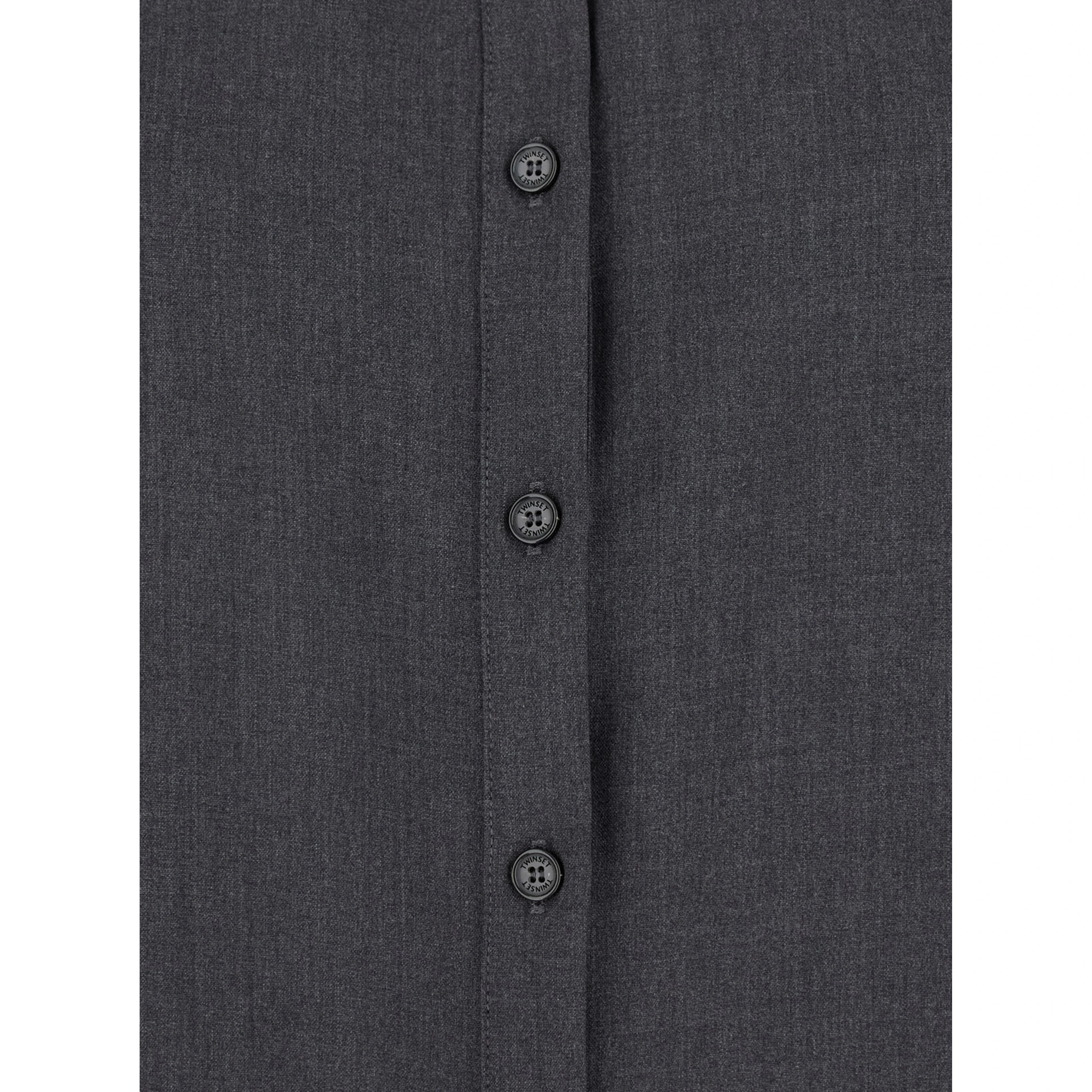 Grey Shirt with Classic Collar and Logo Plaque on the Rear in Viscose Blend Stretch Woman