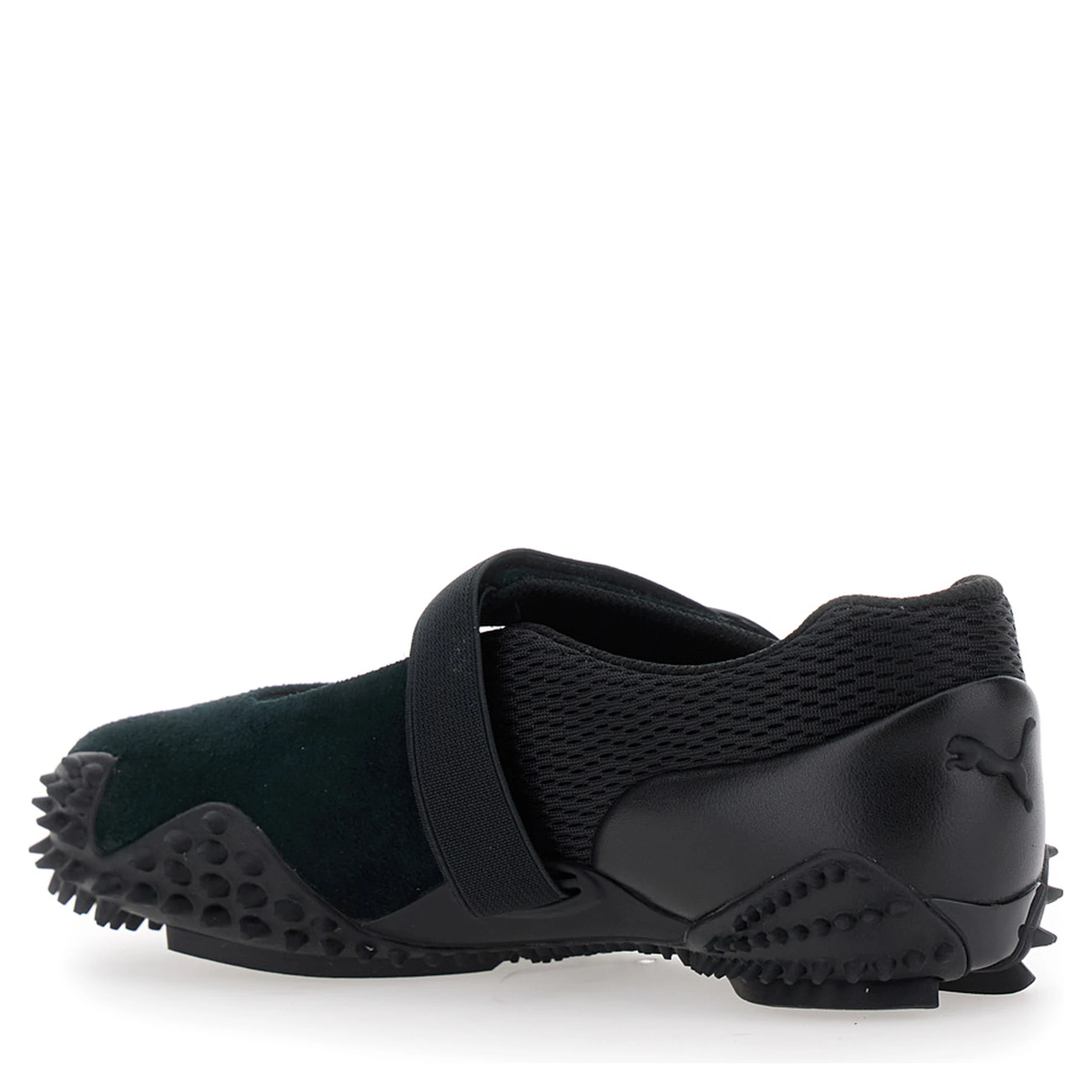Mostro Fey Black Sneakers with Touch-Strap Closure and Rubber Sole with Cleats in Suede and Mesh Man