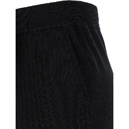 Black Relaxed Pants with Drawstring in Fabric Woman