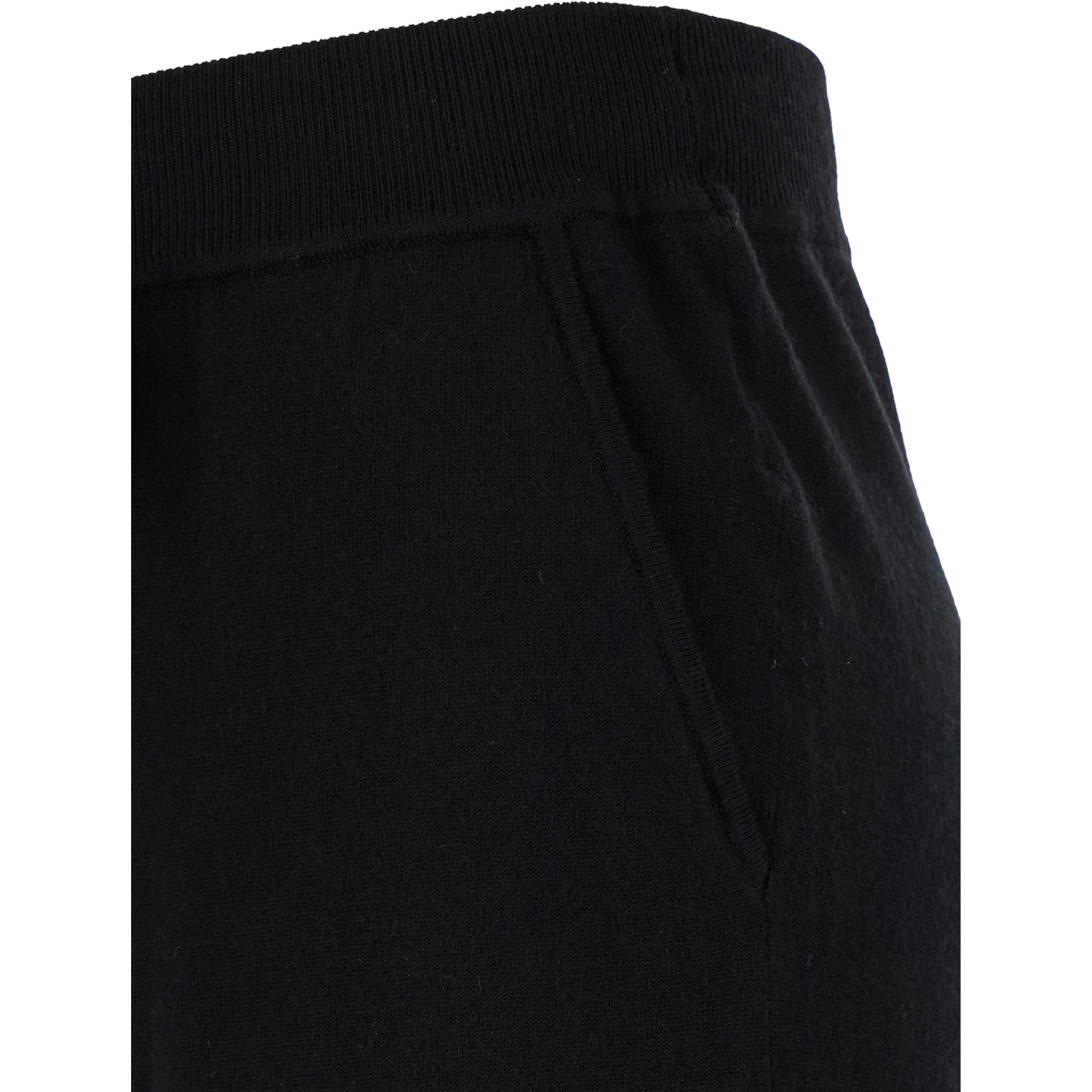 Black Relaxed Pants with Drawstring in Fabric Woman