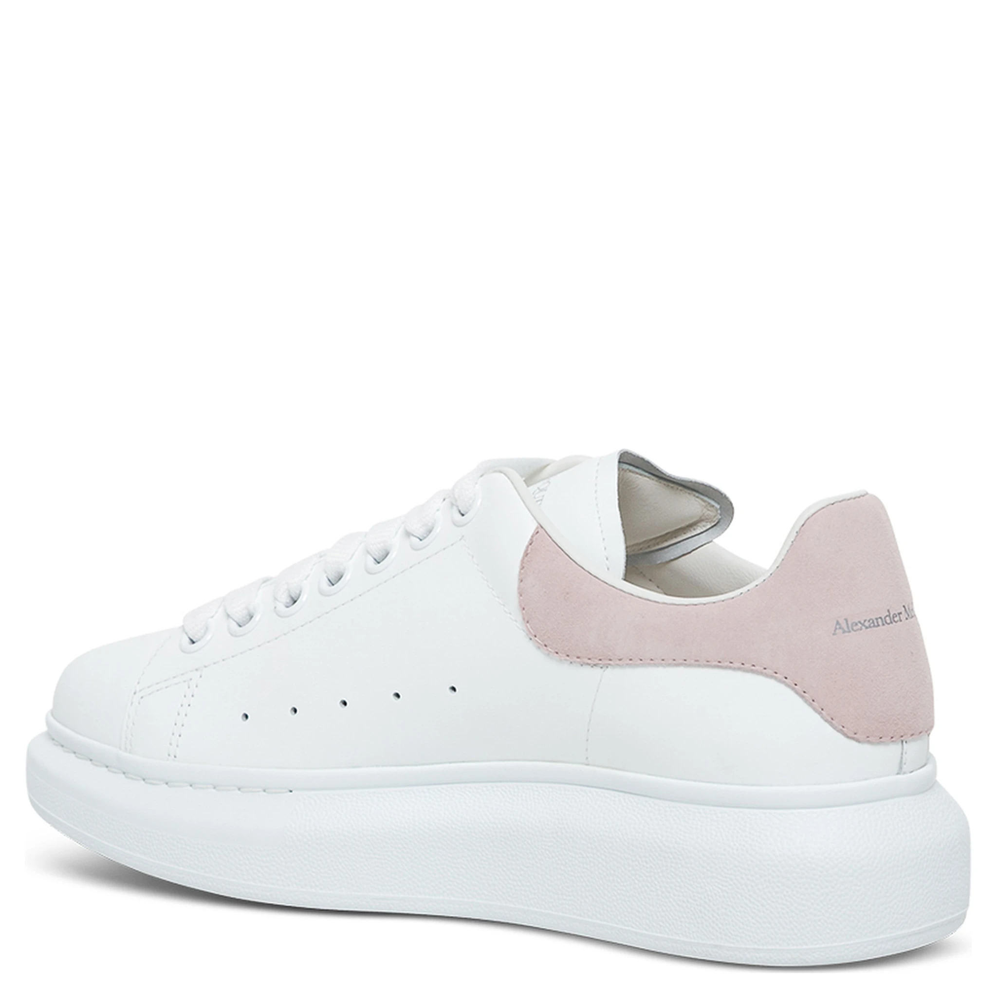 Alexander Mcqueen Womans Oversize White and Pink Leather Sneakers