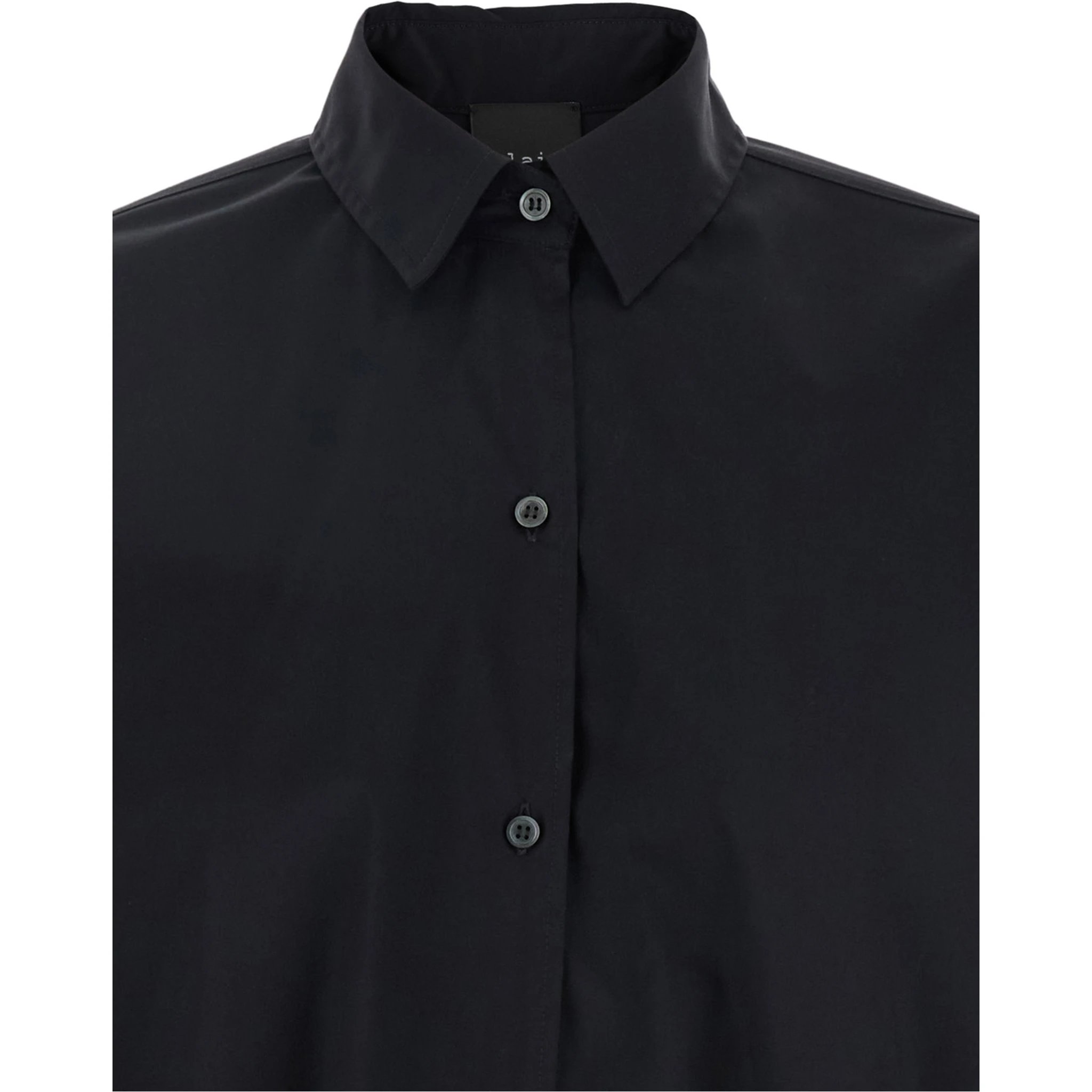 Black Shirt with Classic Collar in Cotton Blend Stretch Woman