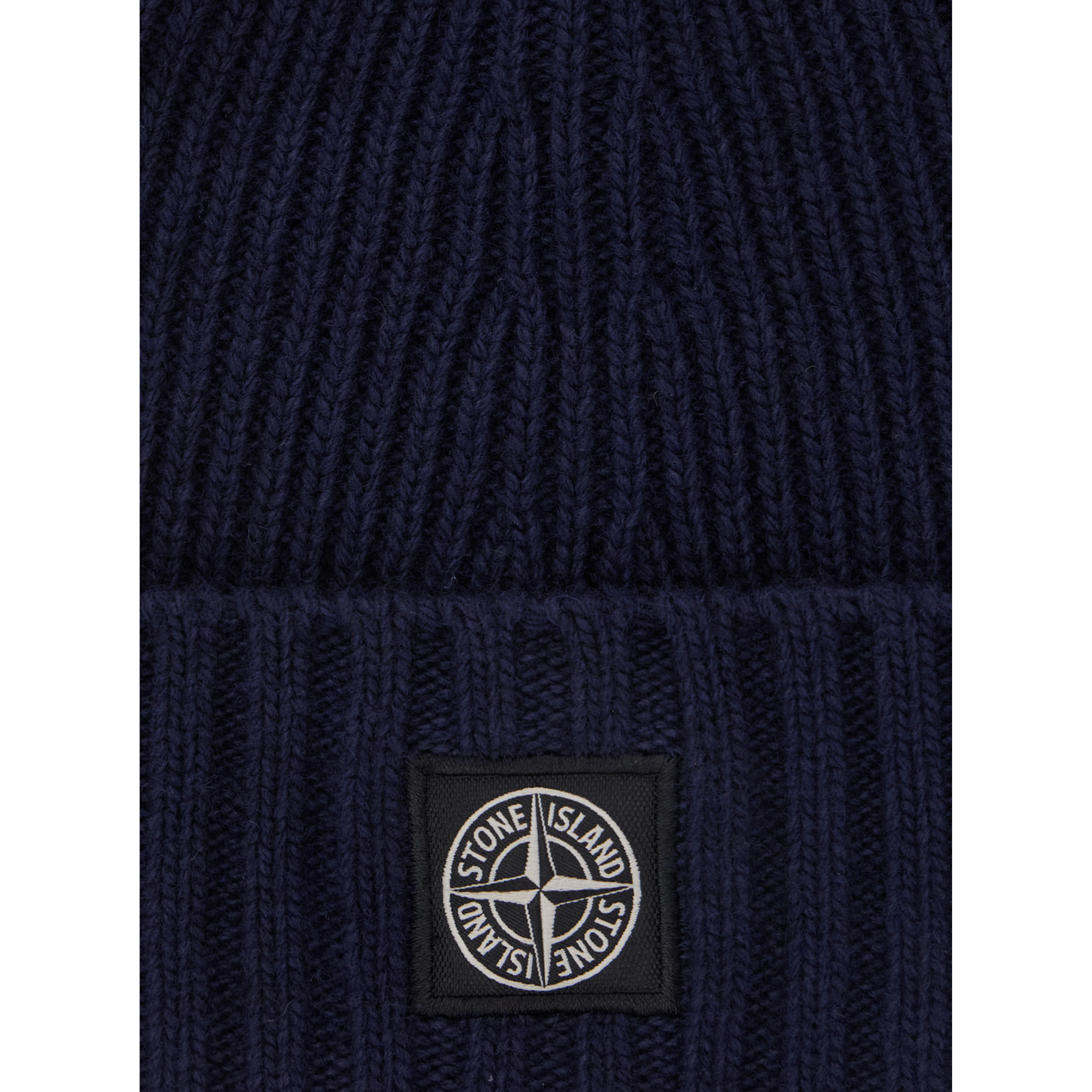 Blue Beanie with Logo Patch on the Front in Wool Blend Boy