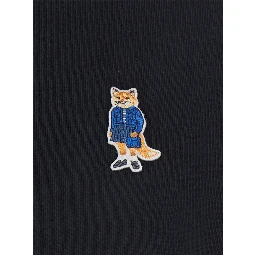 Black T-Shirt with Fox Head Patch in Cotton Woman