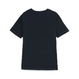 Blue T-Shirt with Round Neck and Logo Patch on the Front in Cotton Boy