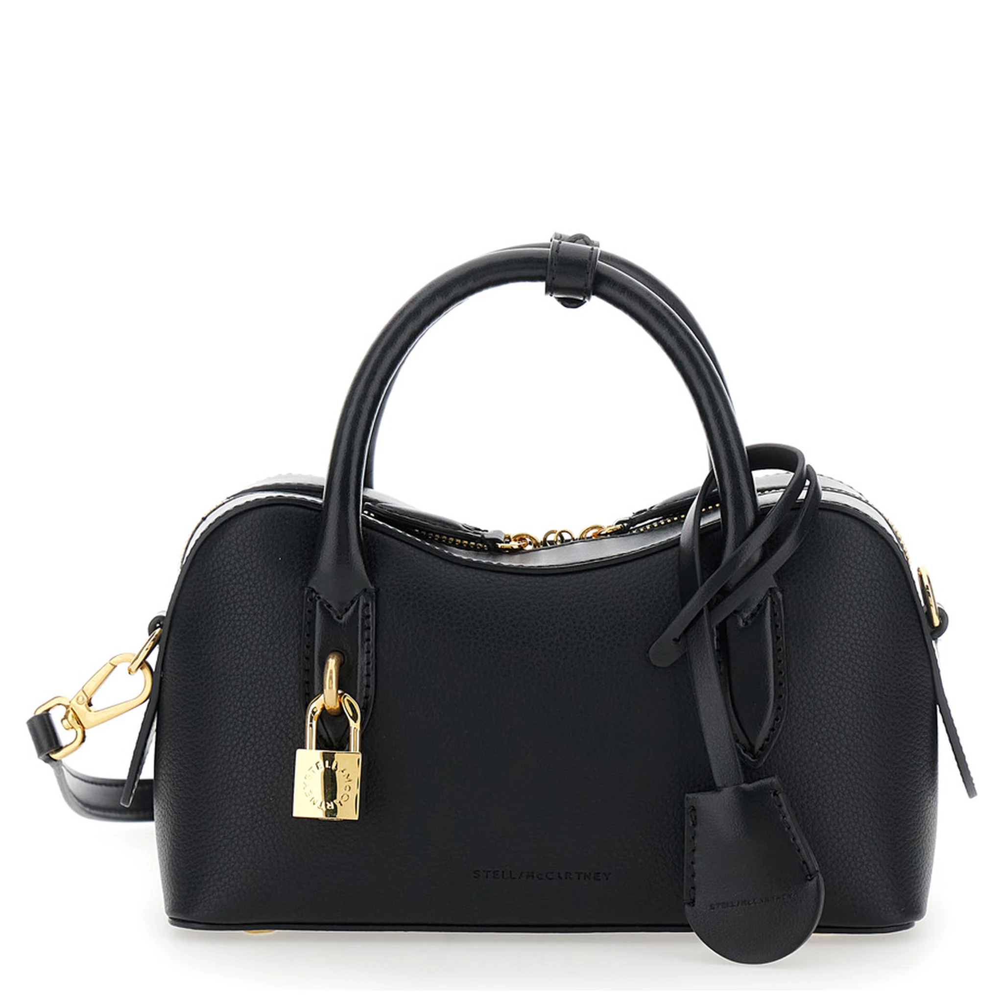 Ryder Black Small Handbag with Two Top Handles and Front Padlock Detail with Logo in Ecoleather Woman