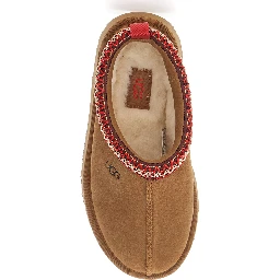 Tasman Beige Mules with Embossed Logo in Suede Girl