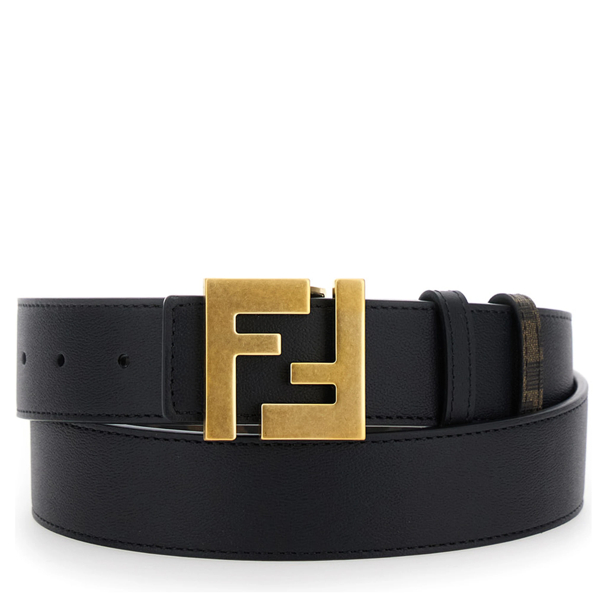 Brown Reversible Belt with FF Buckle in Leather Man