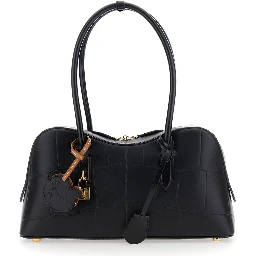Ryder Black Medium Handbag with Padlock Detail on the Front and Two Top Handles in Ecoleather Woman