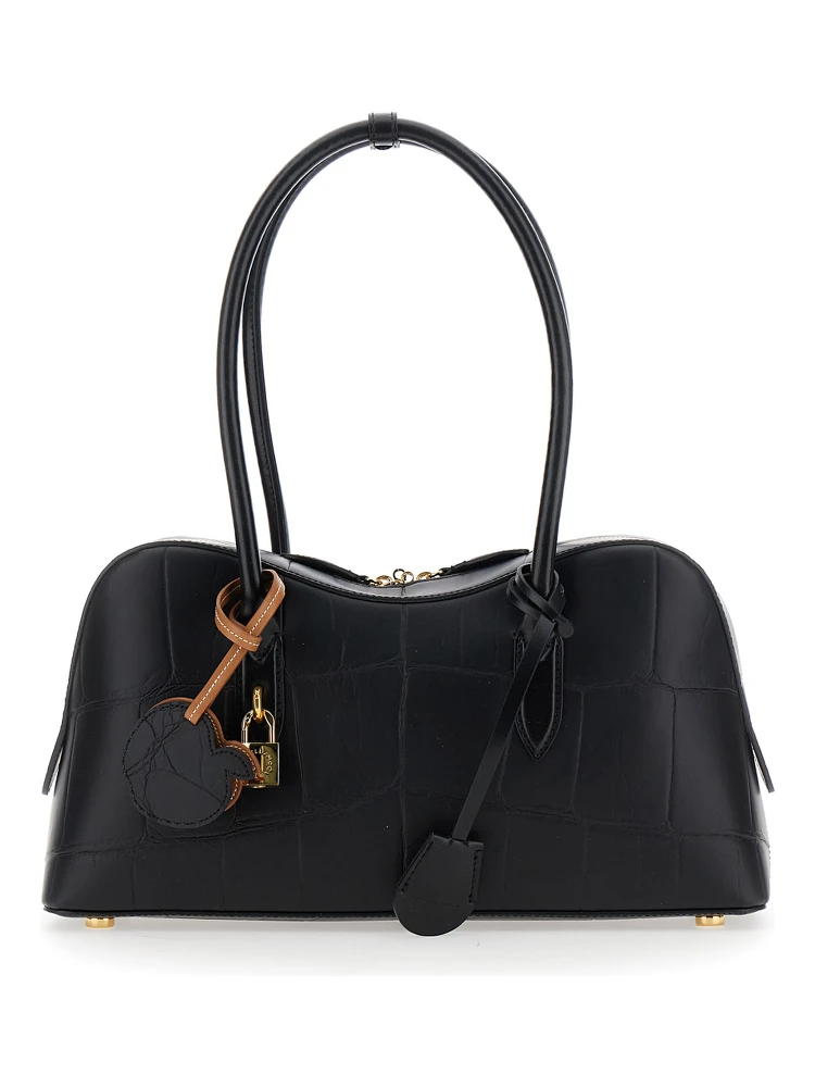 Ryder Black Medium Handbag with Padlock Detail on the Front and Two Top Handles in Ecoleather Woman