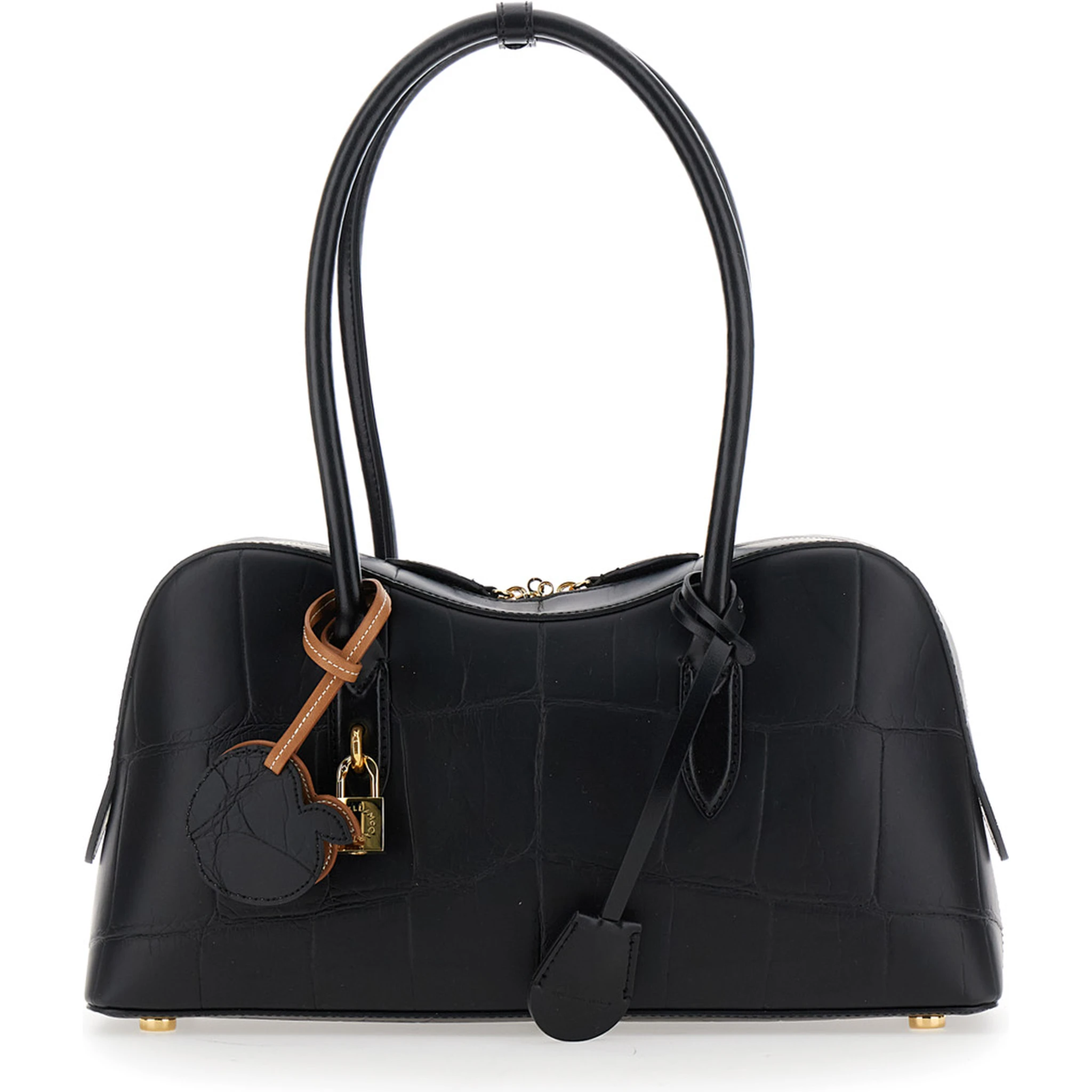 Ryder Black Medium Handbag with Padlock Detail on the Front and Two Top Handles in Ecoleather Woman