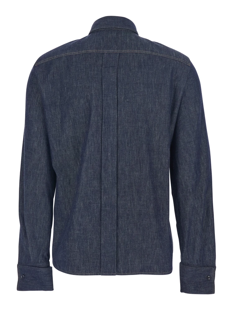 Blue Shirt with Point Collar and Hidden Closure in Denim Woman alternative