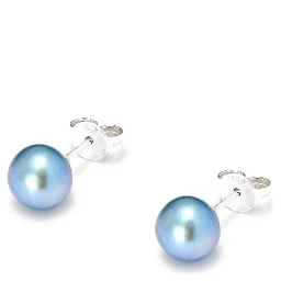 Freshwater Blue Pearl Stud Earrings in Sterling Silver Woman