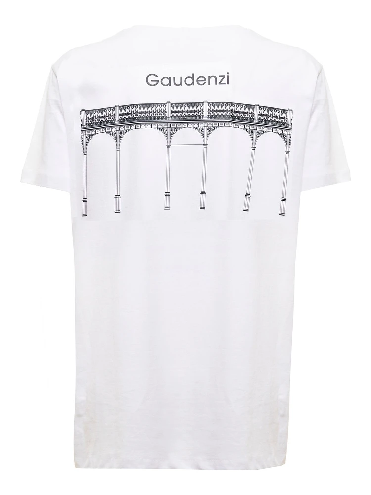 Gaudenzi Womans White Cotton T-shirt with  Logo Print