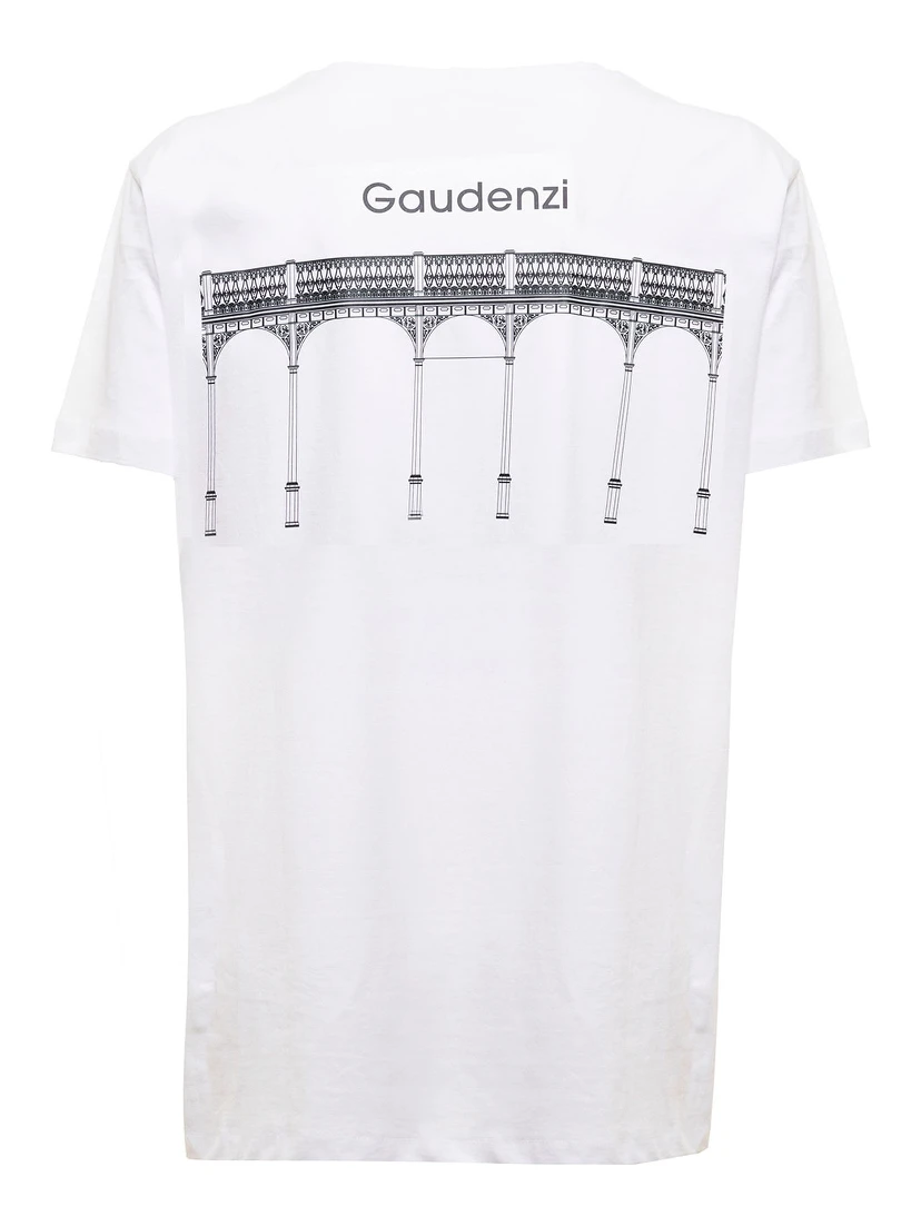 Gaudenzi Womans White Cotton T-shirt with  Logo Print