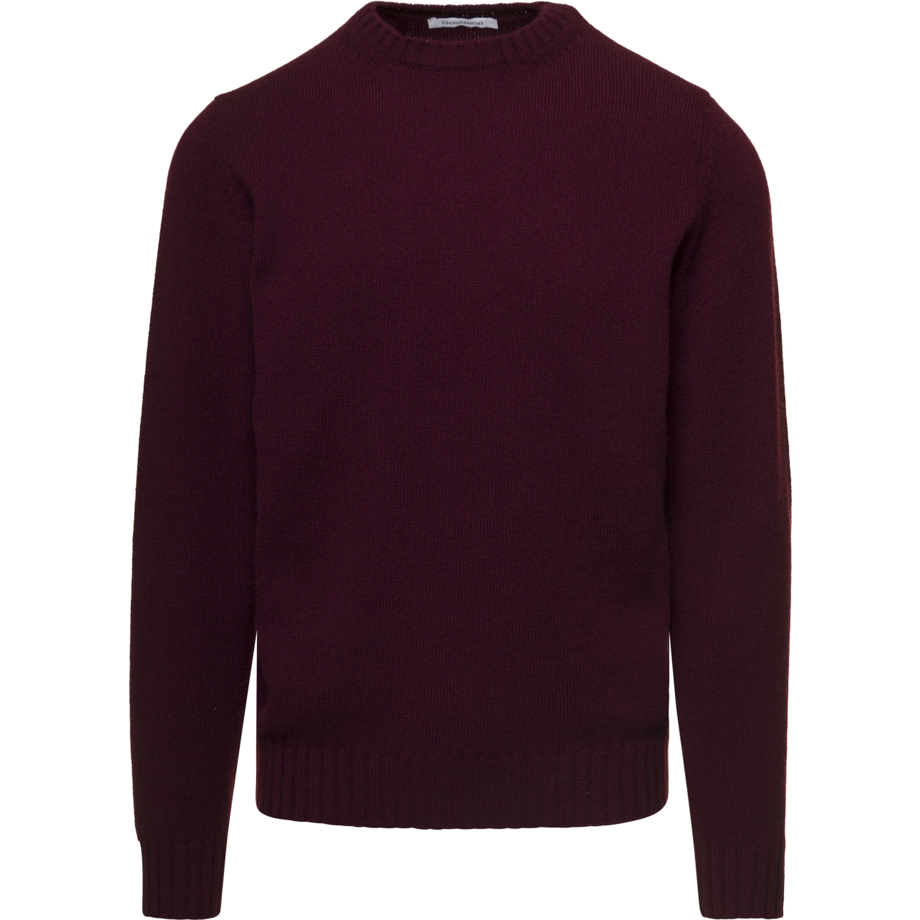 Bordeaux Crewneck Sweater with Rib Trim in Wool and Cashmere Man Gaudenzi