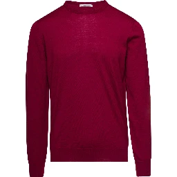 Red Crewneck Sweater with Long Sleeves in Cashmere Man Gaudenzi
