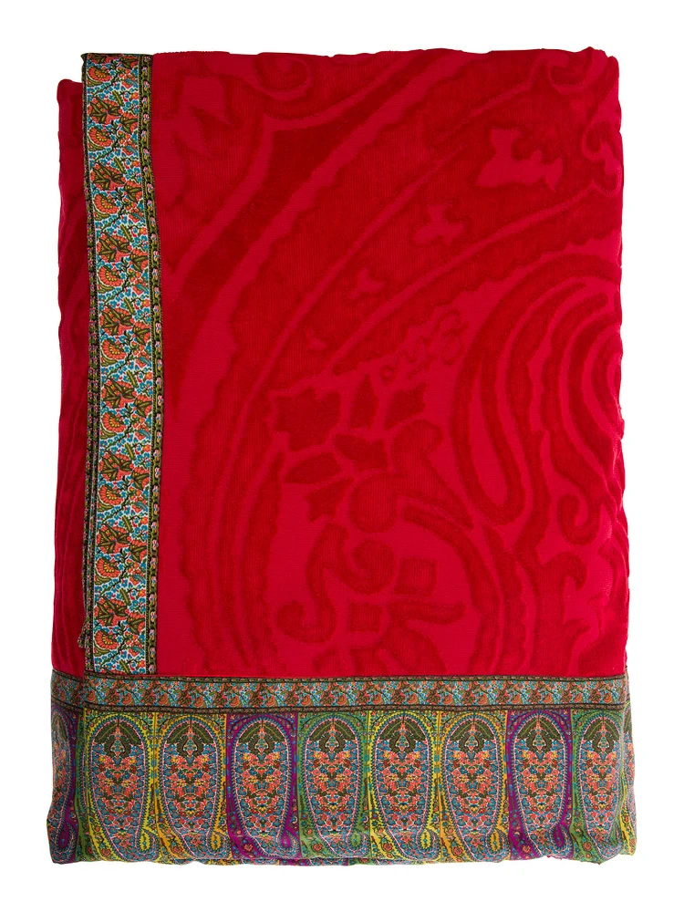 Red Beach Towel with Contrasting Lining in Cotton Home