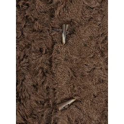 Brown Collarless Fur Jacket with Front Toggle Closure in Fur Woman