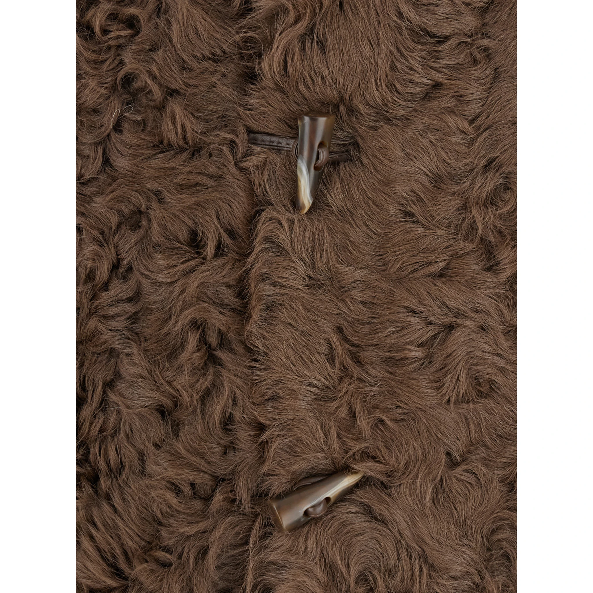 Brown Collarless Fur Jacket with Front Toggle Closure in Fur Woman