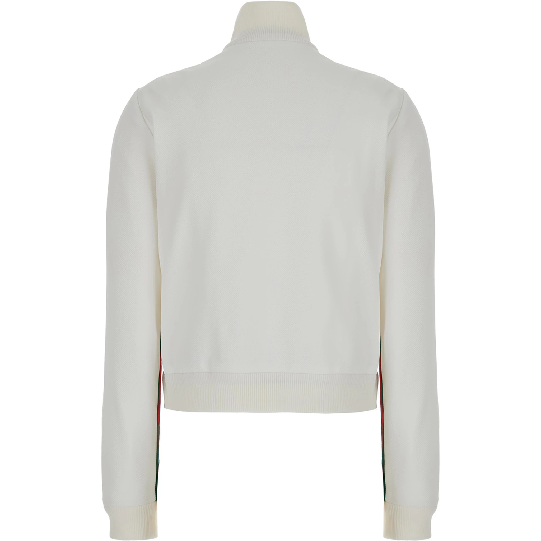 White Crop Sweatshirt with Web Detail in Polyamide Woman
