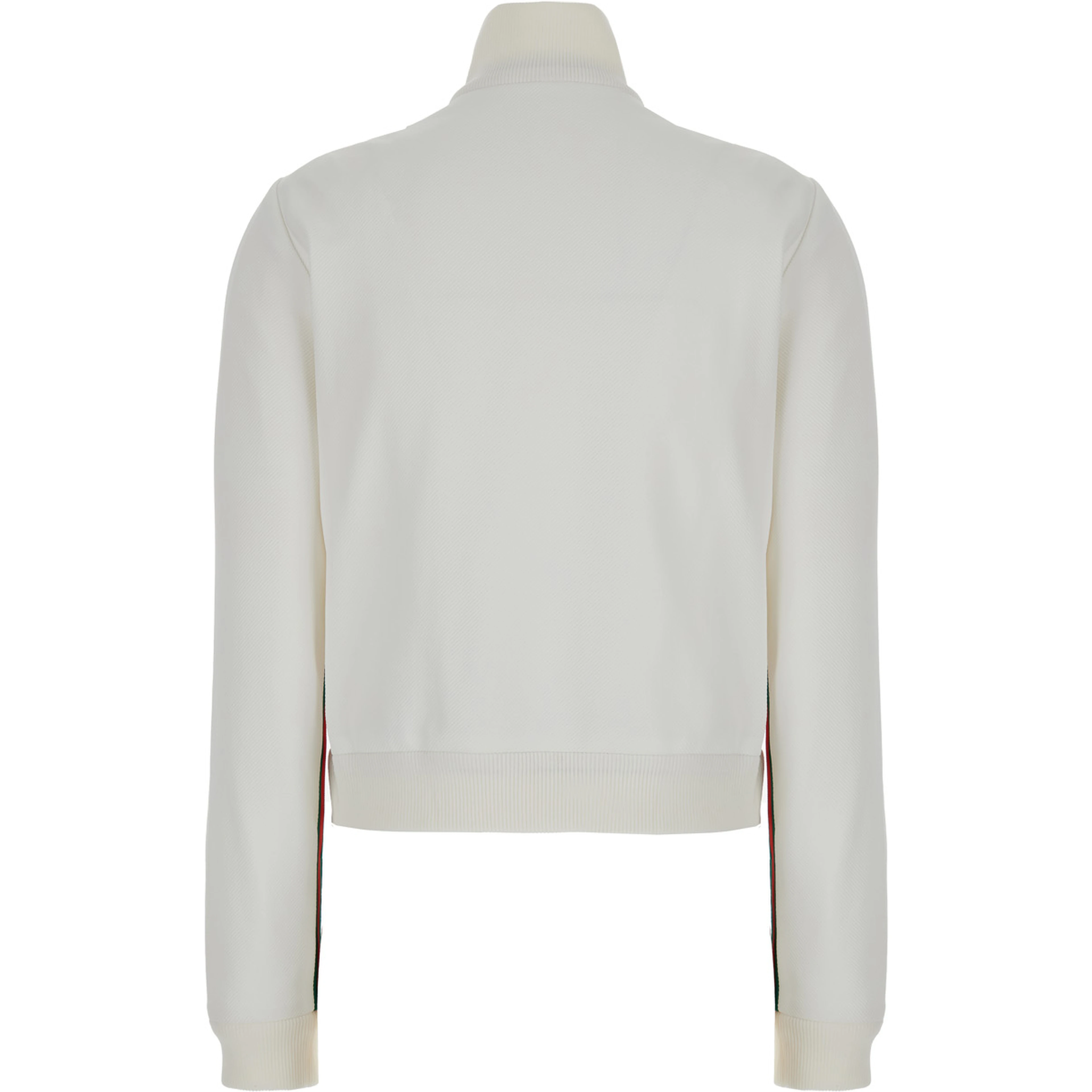 White Crop Sweatshirt with Web Detail in Polyamide Woman