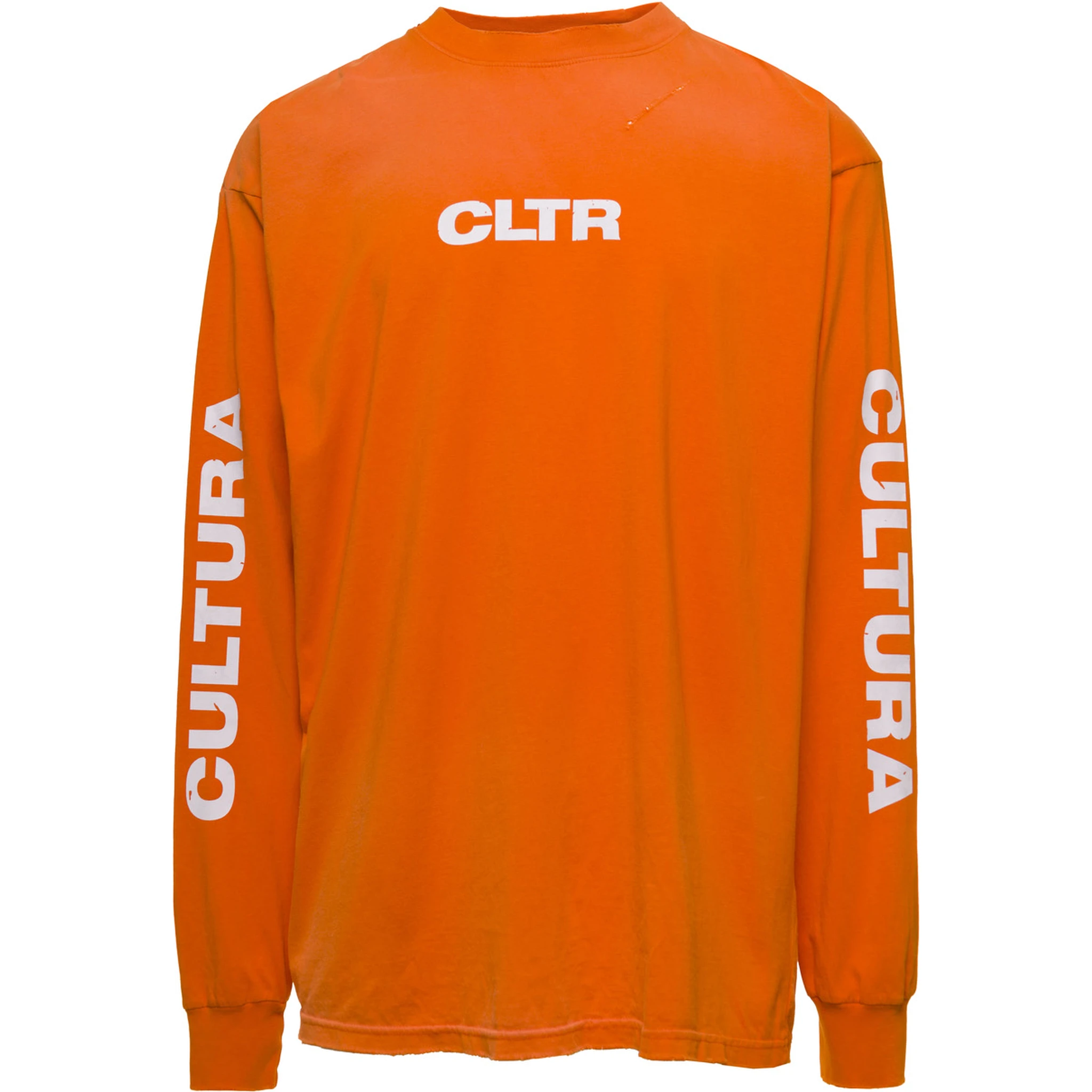 Orange Crewneck Sweatshirt with Contrasting CLTR Print in Jersey Man