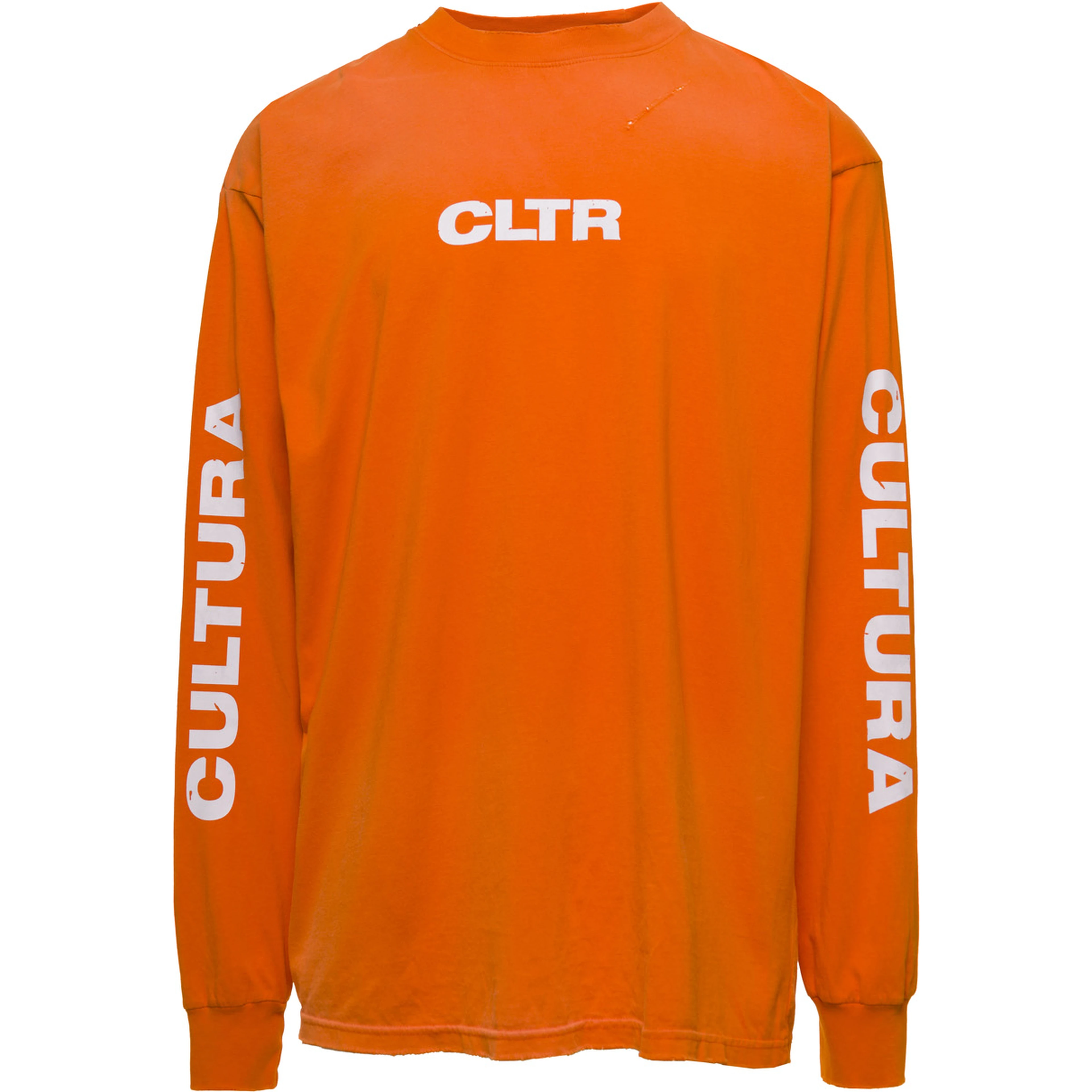 Orange Crewneck Sweatshirt with Contrasting CLTR Print in Jersey Man