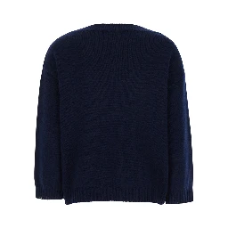 Blue Sweater with VLogo Detail in Cashmere Woman