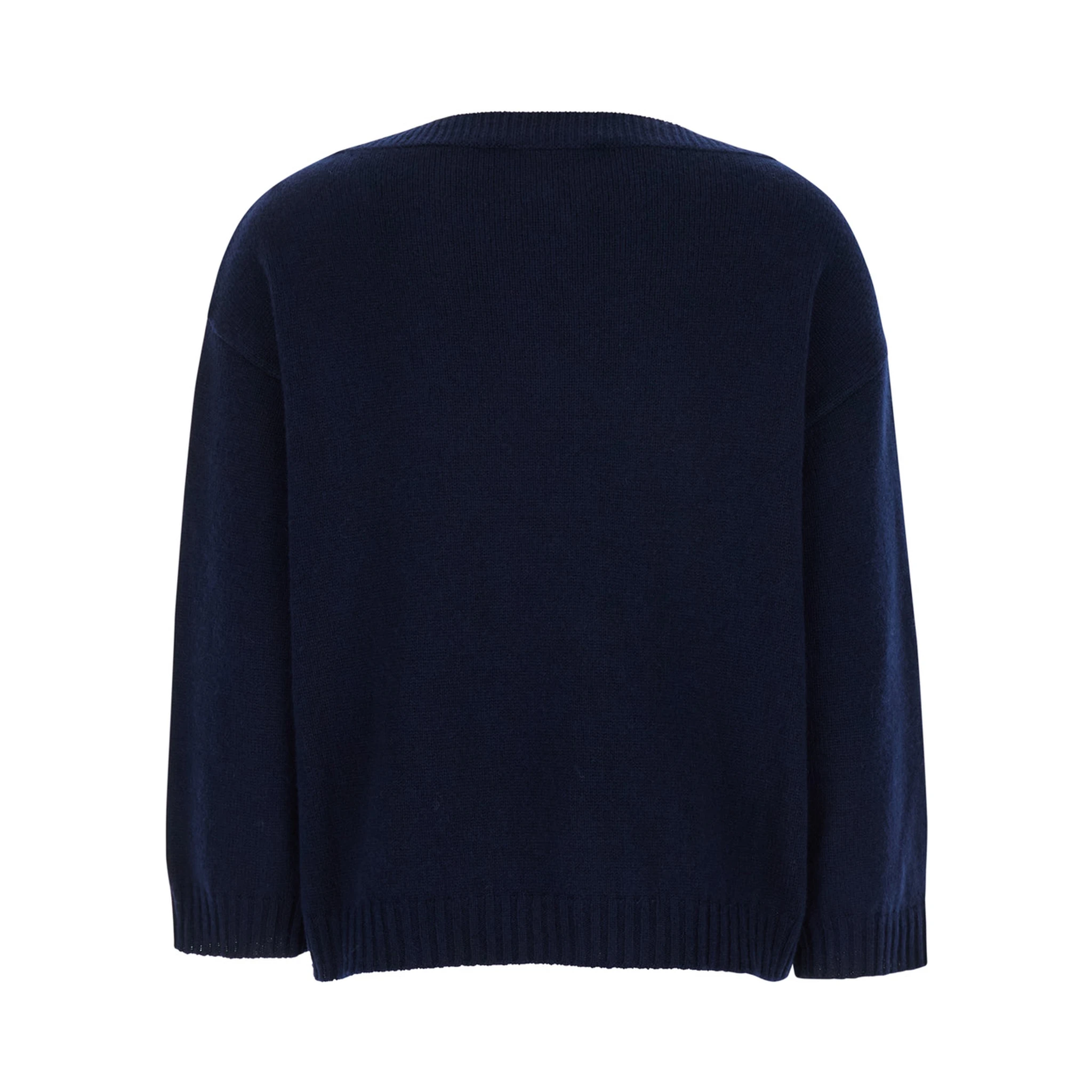 Blue Sweater with VLogo Detail in Cashmere Woman