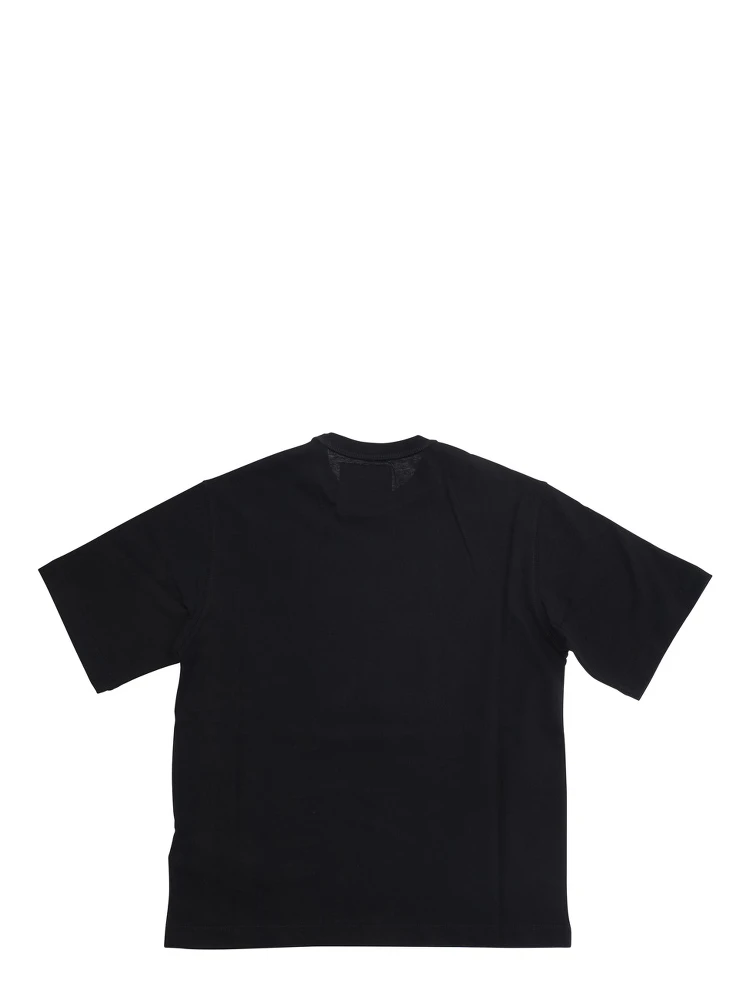 Black Crewneck T-Shirt with Maxi Print on Front and Rear in Cotton Boy alternative