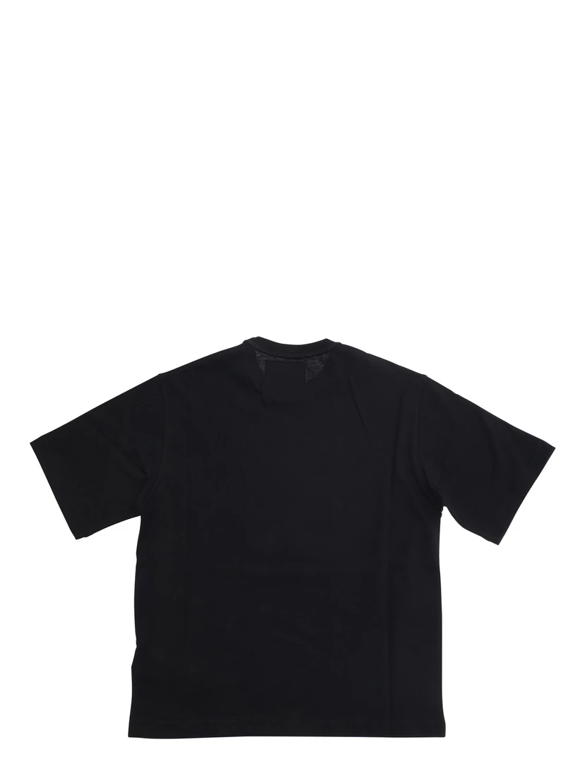Black Crewneck T-Shirt with Maxi Print on Front and Rear in Cotton Boy