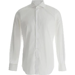 White Shirt with Classic Collar in Cotton Man